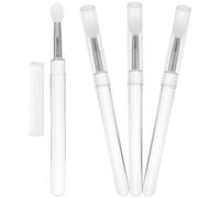 GETAJGHSD 4pcs Silicone Lip Brush with Lid for Precise Application, Portable Makeup Tool with Aluminum Tube, for Traveling and Fits in Long Wallet