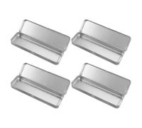 GETAJGHSD 4pcs Silver Tinplate Pencil Box Set with Portable Design and Protection, Modern Sleek Stationery Organizer for Students, for Office the Go