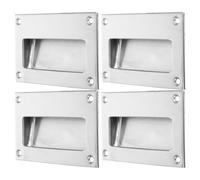 GETAJGHSD 4pcs Stainless Steel Recessed Door Handle 5x3-1/4 Inch Rectangular Flush Finger Pull for Pocket Doors and Cabinet Drawers with Smooth Sliding Action and Seamless Integration