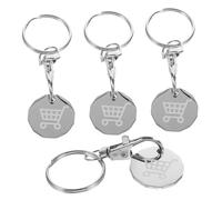 GETAJGHSD 4pcs Stainless Steel Trolley Token Keyring Set, Small Portable Shopping Trolley Removers 12-sided Classic Pendant for Supermarket Cart Access