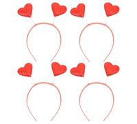 GETAJGHSD 4pcs Valentine's Day Love Heart Headbands for Women, Spring Designed Elastic Hairbands Made of Cloth and Plastic, Not Easy to Fade or Deform, Costume Party Accessories
