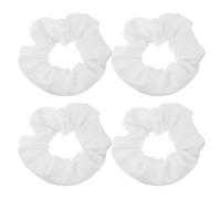 GETAJGHSD 4pcs White Zipper Pocket Ponytail Holders for Women, Travel-friendly Money Holder Scrunchies with Discreet Storage, Thick Hair Ties Made of Sturdy Polyester for Workouts and Travel