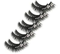 GETAJGHSD 5 Pairs False Lashes with Diamonds for Latin Dance Performance Synthetic Fiber Eyelashes Eye-catching Look Thick Lash Effect for Club and Daily Life