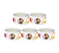 GETAJGHSD 5 Rolls Round Fruit Label Stickers with Strong Stickiness and Self-Adhesive Backing, Realistic Fruit Design on Coated Paper, for Planners and Wrapping Envelopes Sealing