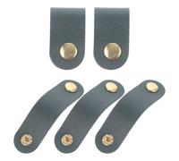 GETAJGHSD 5pcs Double-Sided Leather Cable Organizer Straps, Cord Fixing Tie for PC Wire Management, Household Earphone Wire Storage, Dark Green Cord Wraps for Home and Office Use