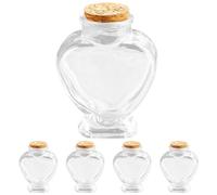 GETAJGHSD 5pcs Heart Shape Glass Cork Glass Bottles with Cork Lids 160ml Capacity Can Hold Leaves and Soil for DIY Art Crafts and Travel Sweet Memories
