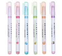 GETAJGHSD 6-Color Linear Roller Highlighter Pen Set Curve and Wave Patterns, Fluorescent Markers for Note-Taking, Journaling, and Art, Portable Drawing Pens for and Office Use