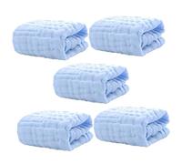 GETAJGHSD 6-Layer Pure Cotton Baby Washcloths and Burp Cloths for Newborns, Soft Muslin Face Towels High Absorbency, Blue Baby Drool Towels for Infant Care, 5pcs Set