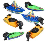 GETAJGHSD 6 Pcs Plastic Bath Boats for Bath with Sailboats Speedboats Motorboats Floating for Fun Water Play Shower