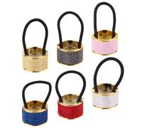 GETAJGHSD 6Pcs Elastic Hair Ropes and Ponytail Holders in Rose Gold with Black White Pink Blue Red Colours for Women Hair Accessories for Yoga and Casual Wear