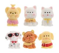 GETAJGHSD 6pcs Mini Resin Animal Figurines Set Cute Dog Puppy Figures for Home Office Decor Small Spaces Decorative Collectible Resin Ornaments with Adorable Cartoon Styles