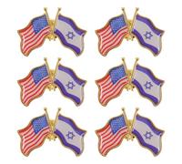 GETAJGHSD 6pcs Patriotic Pins for Men with Dual Flag Design, Zinc Alloy Israeli and Usa Flag Lapel Pins, Lasting Shine Commemorative Brooches for Presentations on Usisrael Relations