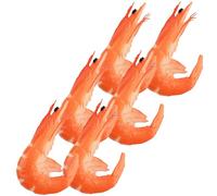 GETAJGHSD 6pcs Realistic Artificial Shrimp Models for Food Decoration PVC Simulated Shrimp Prop for Restaurants Photography and Home Decor
