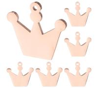 GETAJGHSD 6pcs Rose Gold Metal Dog Id Tags Crown Pendant Set, Stainless Steel Engraved Pet Name Tags for Small Dogs, Mirror Surface Pet Collar Charms, Lost Prevention Accessories