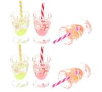 GETAJGHSD 6pcs Scale Dollhouse Ornaments Bright Fruit Straw Cups for Mini Kitchen and Dollhouse Scene Decoration