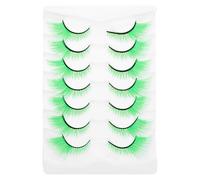 GETAJGHSD 7 Pairs Green Fake Eyelashes for St Patrick’S Day Party Theatrical Cat Eye Lashes Halloween Cosplay Stage Makeup Kit