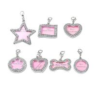 GETAJGHSD 7pcs Zinc Alloy Pet Id Tags for Cats and Dogs, Anti-Rust Sturdy Dog Name Tags with Shapes, Engravable Collar Accessories for Keychain DIY Use