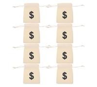 GETAJGHSD 8pcs Beige Canvas Drawstring Pouches Lightweight Coin Pouches to Store Things Safely, Present Bag for Wedding or Party Favour Storage