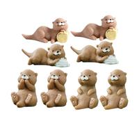 GETAJGHSD 8Pcs Mini Resin Otter Figurines Animal Decor for Home Centerpiece Table Decorations Birthday Party Miniature Animal Statues for Dollhouse and Micro Landscape