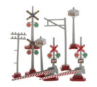 GETAJGHSD 8pcs Miniature Traffic Signal Lights Model Train Landscape Accessories for DIY Sand Table Micro Railroad Crossing Signs for Educational Enhancing Spatial Skills and Traffic Safety
