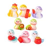 GETAJGHSD 8pcs Year of The Snake Small Ornaments Snake Statue Lucky Figurine Chinese New Year Little Figurines Mini Resin Figurines Animal Mascot Figurine