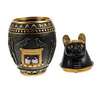GETAJGHSD Ancient Egyptian Theme Resin Canopic Jar Ornament Small Cat Jar Tabletop Craft Home Decoration Collectible Sculpture for Living Room and Office
