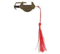 GETAJGHSD Antique Mini Copper Padlock with Key, Vintage Chinese Double Happiness Cabinet Lock for Jewelry and Wooden Boxes, Rustic Toggle Latch for Home Decor and Secure Storage