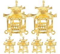GETAJGHSD Antique Pavilion Alloy Charms Lightweight Golden 6pcs for Jewelry Making DIY Necklace Pendants Suitable for Anklet and Sweater Chain Accessories