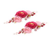 GETAJGHSD Artificial Versatile Styling and Chinese Wedding Wedding for Women for Prom 2pcs Pink Peonies Floral Headband with Cloth and Metal Material, Realistic Flower Hair Accessories