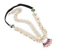 GETAJGHSD Bohemian Rhinestone Bridal Chain Headband for Brides with Golden Alloy Material and 8 Word Shape, Elegant High Polished Finish Suitable for Celebrations and Prom