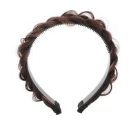 GETAJGHSD Braided Wig Headband with Teeth, Deep Brown Fishbone Braid Hairband for Women, Braided Headdress Hair Decoration Suitable for Daily Wear and Parties