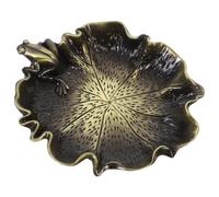 GETAJGHSD Calligraphy Ink Dish and Brush Holder Bronze Frog Metal Lotus Leaf Inkstone Ornament for Small Script Practice and Art Studios