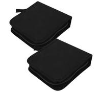 GETAJGHSD CD to Polypropylene Carry Non-Woven Easy Material Black 2pcs Portable Case 40 Capacity DVD Storage Holder Compact Disc Carrying Pouch for Travel and Home Use
