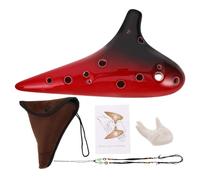 GETAJGHSD Ceramic Alto C Ocarina 12 Hole Musical Instrument for Beginners and Professionals, Red Glazed Clay Flute with Lanyard and Carry Bag, Suitable for Music Practice and Performance