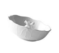 GETAJGHSD Ceramic Bear-Shaped Salad Bowl 1000ml White with One-piece Molding Technology and No Scratching Feature, for Desserts and Fruits at Home Or Bar Use