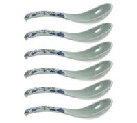 GETAJGHSD Ceramic Soup Spoons 6Pcs Blue-and-White Floral Pattern Drop-Resistant Tableware for Porridge and Dessert Serving at Home Kitchen