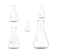 GETAJGHSD Conical Erlenmeyer Flasks Capacities 5pcs Borosilicate Glass with Wide Neck and Flat Bottom, High Temperature Resistance and Practical Design for Laboratory and Chemistry Use