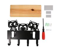 GETAJGHSD Creative Black Iron Wall Shelf with Cat Shape Hook Storage Rack for Decorative and Practical Wall Mounted Storage in Bedroom Or Living Room