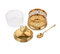 GETAJGHSD Creative Golden Swan-shaped Condiment Jar with Lid and Spoon, Stainless Steel and Glass Kitchen Seasoning Box, Easy to Clean and Convenient Placement for Home Kitchen Supplies