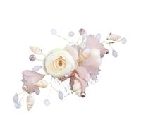 GETAJGHSD Elegant Pink Flower Hair Comb for Bride Lightweight Wedding Hair Accessory with Crystal and Silk Cloth Comfortable to Wear Side Comb for Bridal and Bridesmaids