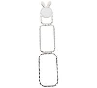 GETAJGHSD Foldable Metal Phone Holder Ring Buckle with Back Clip, Practical Mobile Phone and Tablet Stand for Desk and Travel, Silver Diamond Rabbit Ears Design