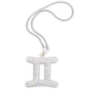 GETAJGHSD Gemini Zodiac Rear View Mirror Pendant Car Interior Hanging Ornament with Rhinestone Crystal Car Mirror Charm Astrology Sign Accessories