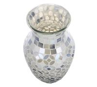 GETAJGHSD Glass Mosaic Vase Crackle Grey Decorative Small Flower Vase for Home Decor Dining Table Centerpiece Silver Pearl Finish for Living Room Accessories