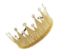 GETAJGHSD Golden Rhinestone Crown Headband, Plastic Compact Modeling Hair Accessory Three-dimensional Crown Shape, for Wedding or Banquet