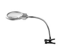 GETAJGHSD Handheld Magnifying Glass Plastic and Rubber Material with LED Light Silver Colour for Reading Magnifying Lens for Magazine and Jewellery Viewing, Suitable for Reading