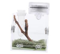 GETAJGHSD High Transparency Jumping Spider Habitat Box with Mini Lamp Medium Insect Enclosure for Florida Jumping Spiders Includes Humidifier and Feeding Port