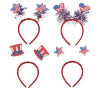 GETAJGHSD Independence Day Hair Hoops 4Pcs Decorative Party Headwear with Tassel and Five-Pointed Star Styles for Birthday and Holiday Celebrations Random Style