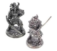 GETAJGHSD Japanese Samurai Miniature Statue 2Pcs Set, Metal Ancient Style Warrior Figures for Home Bonsai and Garden Ornament, Micro Collectible Soldier Sculptures