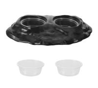 GETAJGHSD Magnetic Reptile Feeding Ledge with Dual Bowl Elevated Feeding Station for Chameleons and Turtles, Resin and Plastic Space Saving Food Bowl for Terrarium Use