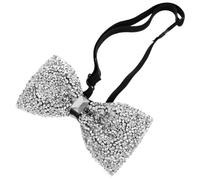 GETAJGHSD Men Pre-tied Rhinestone Bow Tie for Wedding and Formal Dinner Party, Silver Glitter Bow Tie with Comfortable Polyester Fabric, Versatile Accessory with Sparkling Appearance